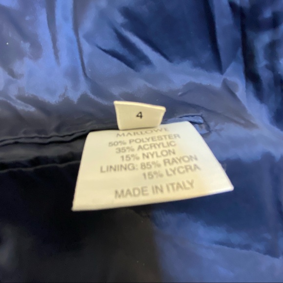 Marlowe Metallic Navy Blue Lined Suit Blazer Sz S - Picture 10 of 16